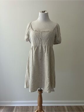 Square-Neck Mini Dress in Natural Cream